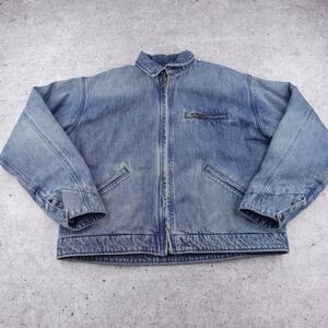 Elwood Petrol Blue Denim Jacket Flannel Lined Workwear Trucker Mens Small New